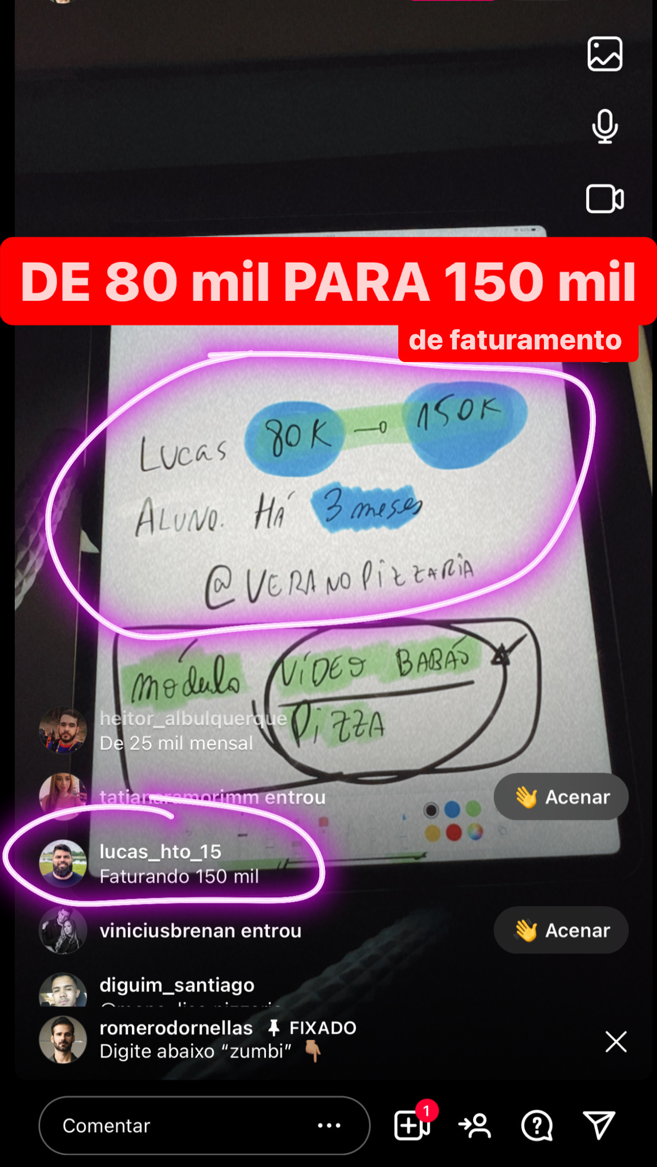 Print de cliente comemorando resultado