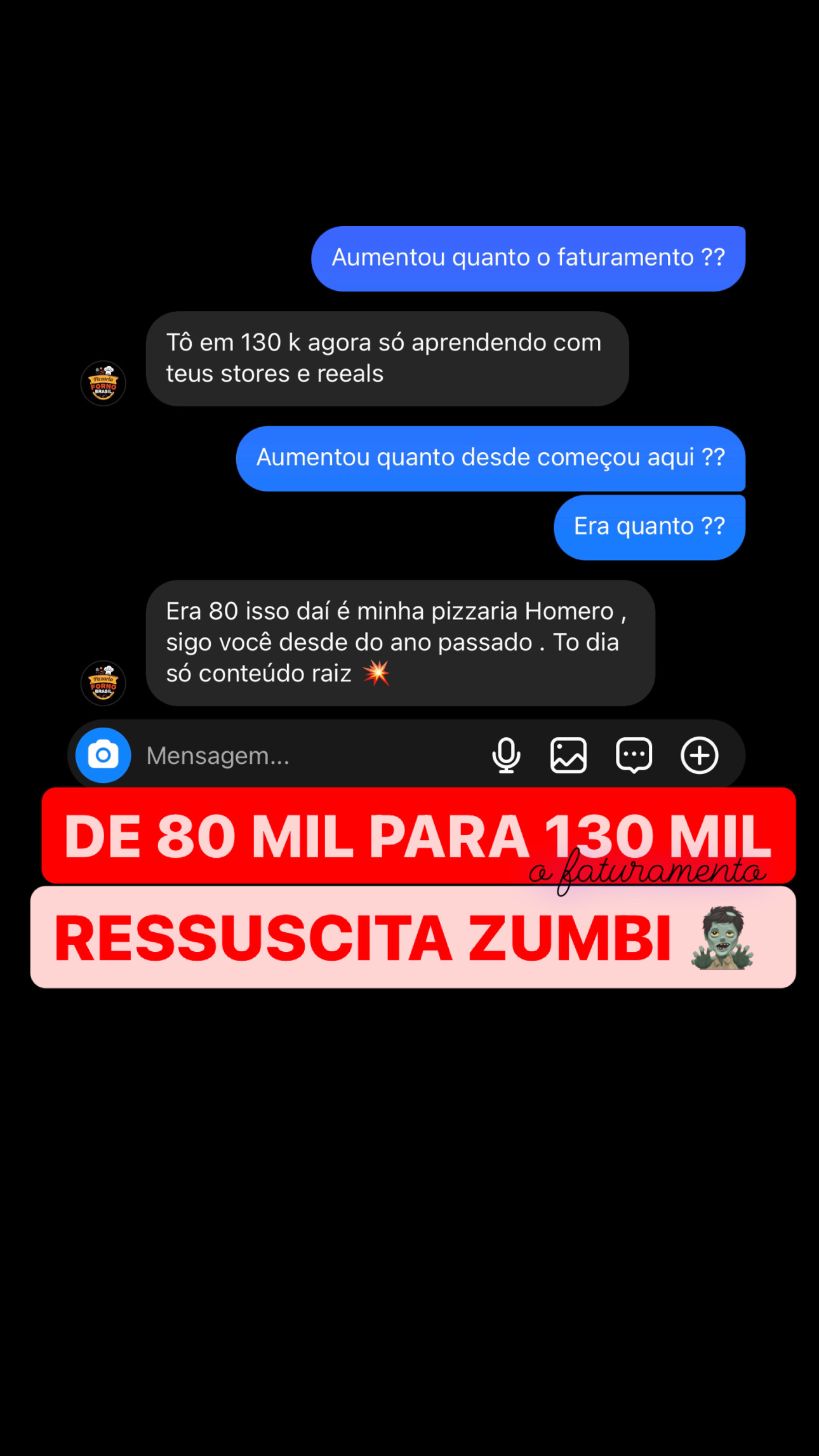 Print de cliente comemorando resultado