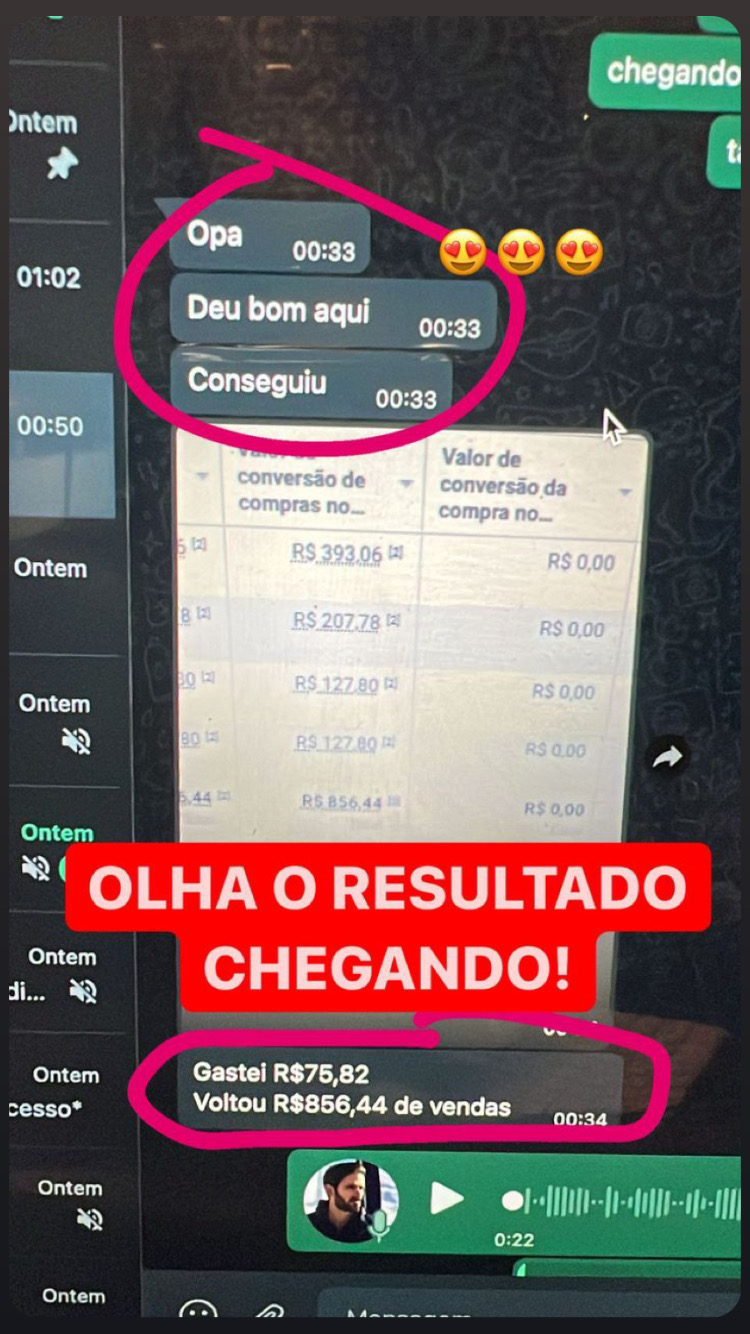 Print de cliente comemorando resultado
